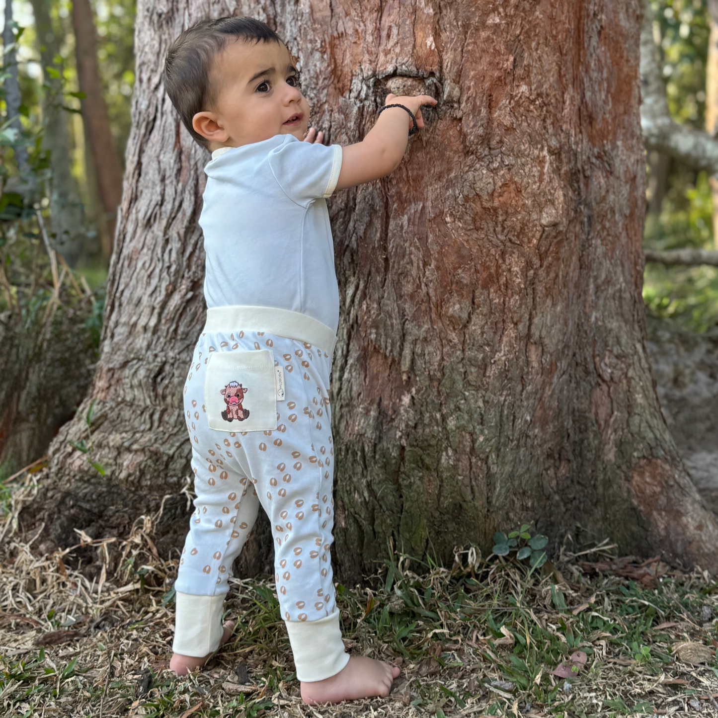 Baby Cow Footprints Organic Cotton Pants