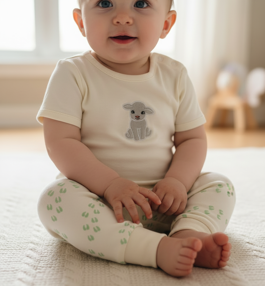 Baby Lamb Footprints Organic Cotton Pants