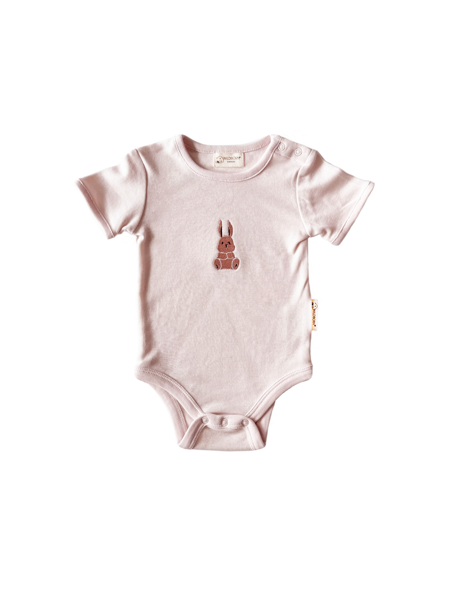Baby bodysuit with a small design on a white background