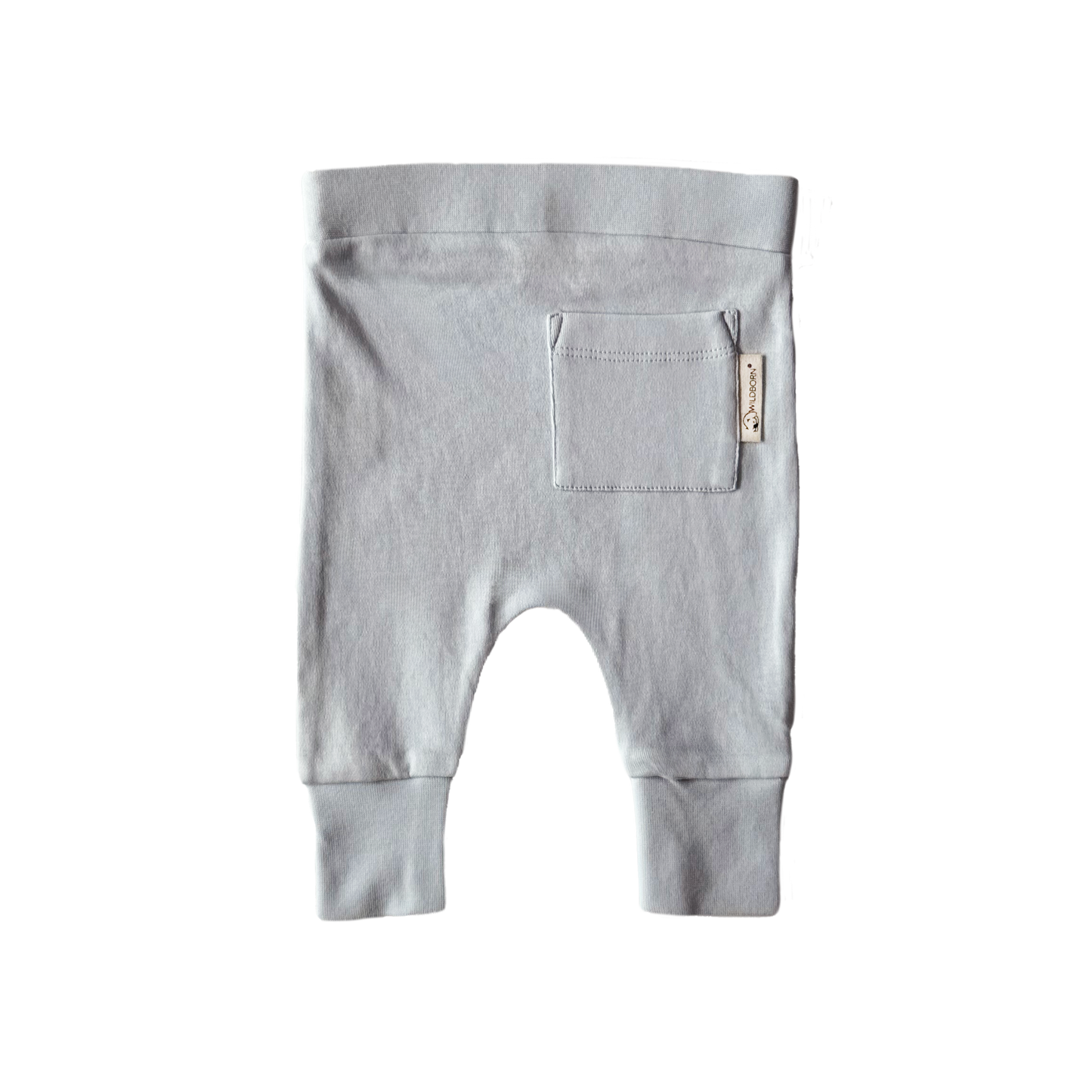 Blue baby jogger pants on a white background