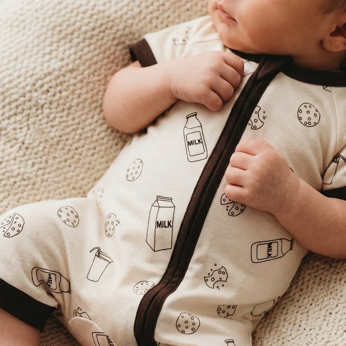 Milk & Cookies Organic Cotton Short Zip Growsuit