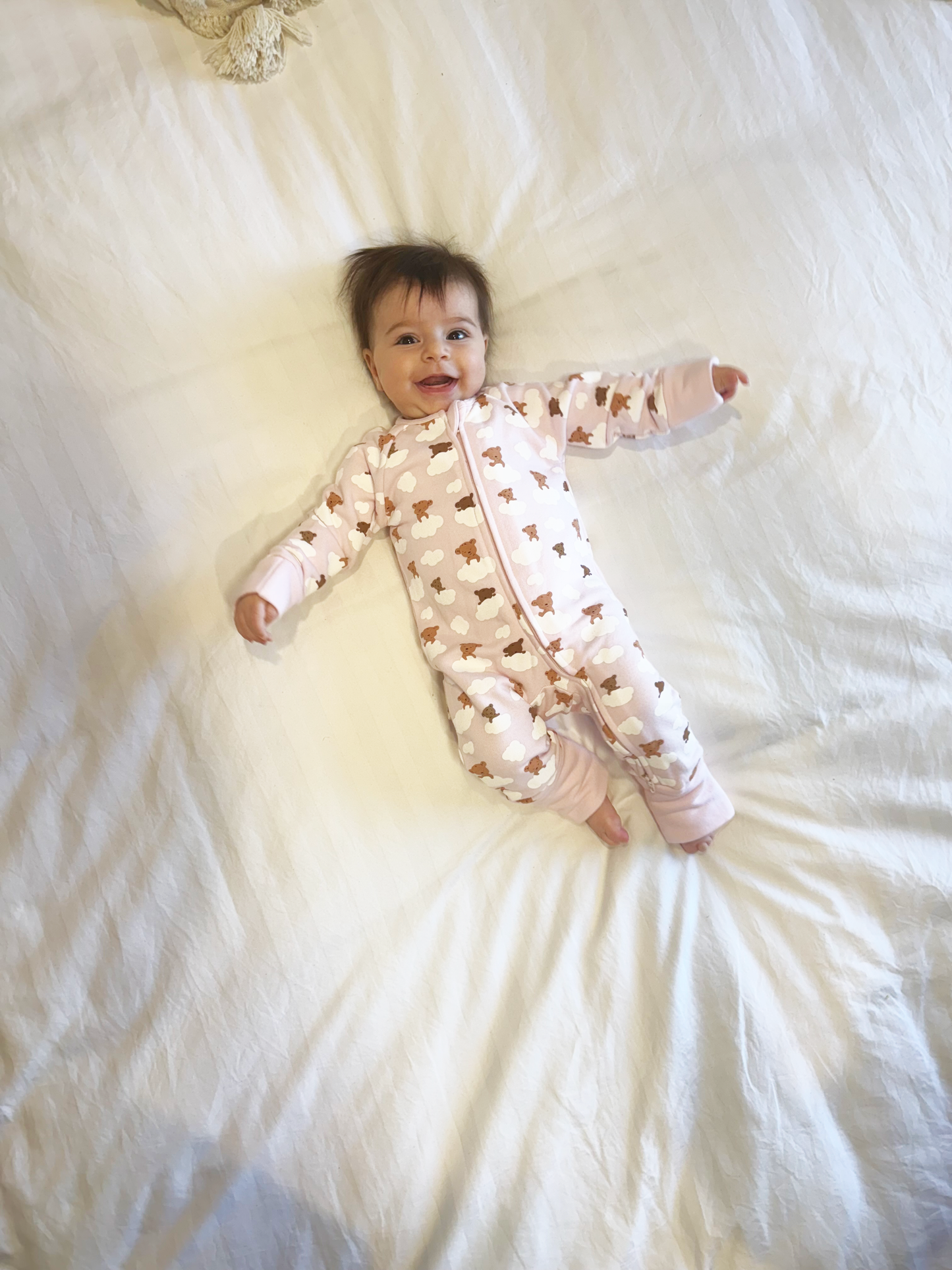 Pink Teddy Bears Organic Cotton Fleece Growsuit