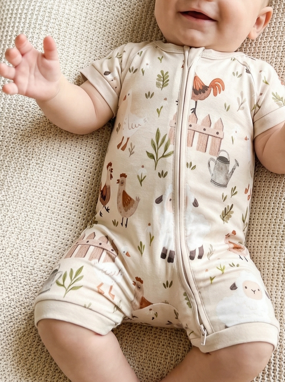 Little Farm Organic Cotton Short Zip Growsuit