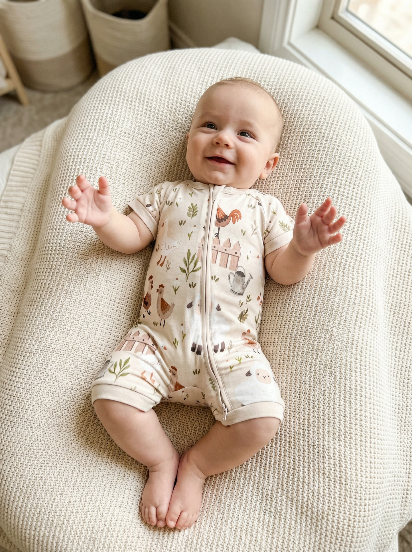 Little Farm Organic Cotton Short Zip Growsuit