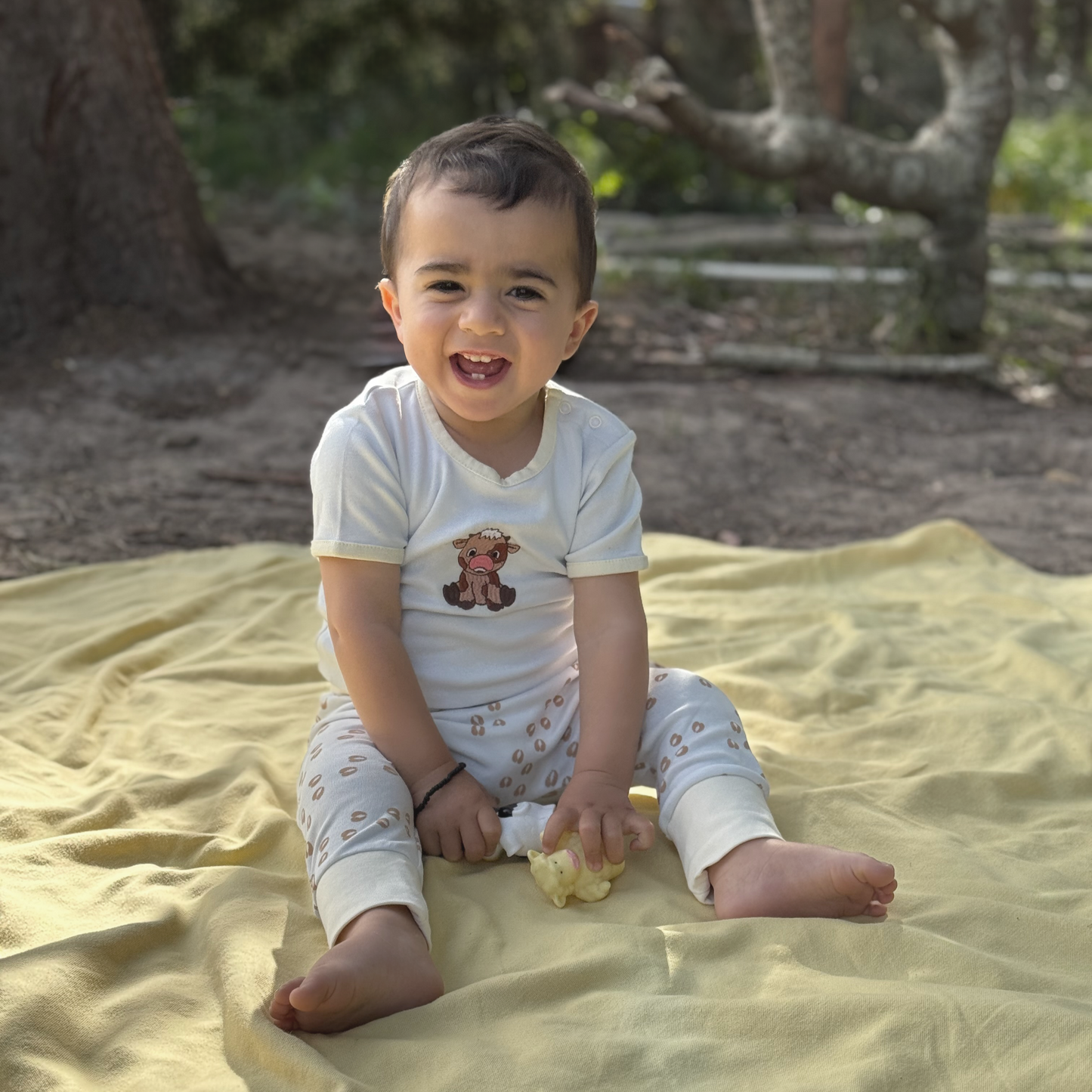 Baby Cow Footprints Organic Cotton Pants