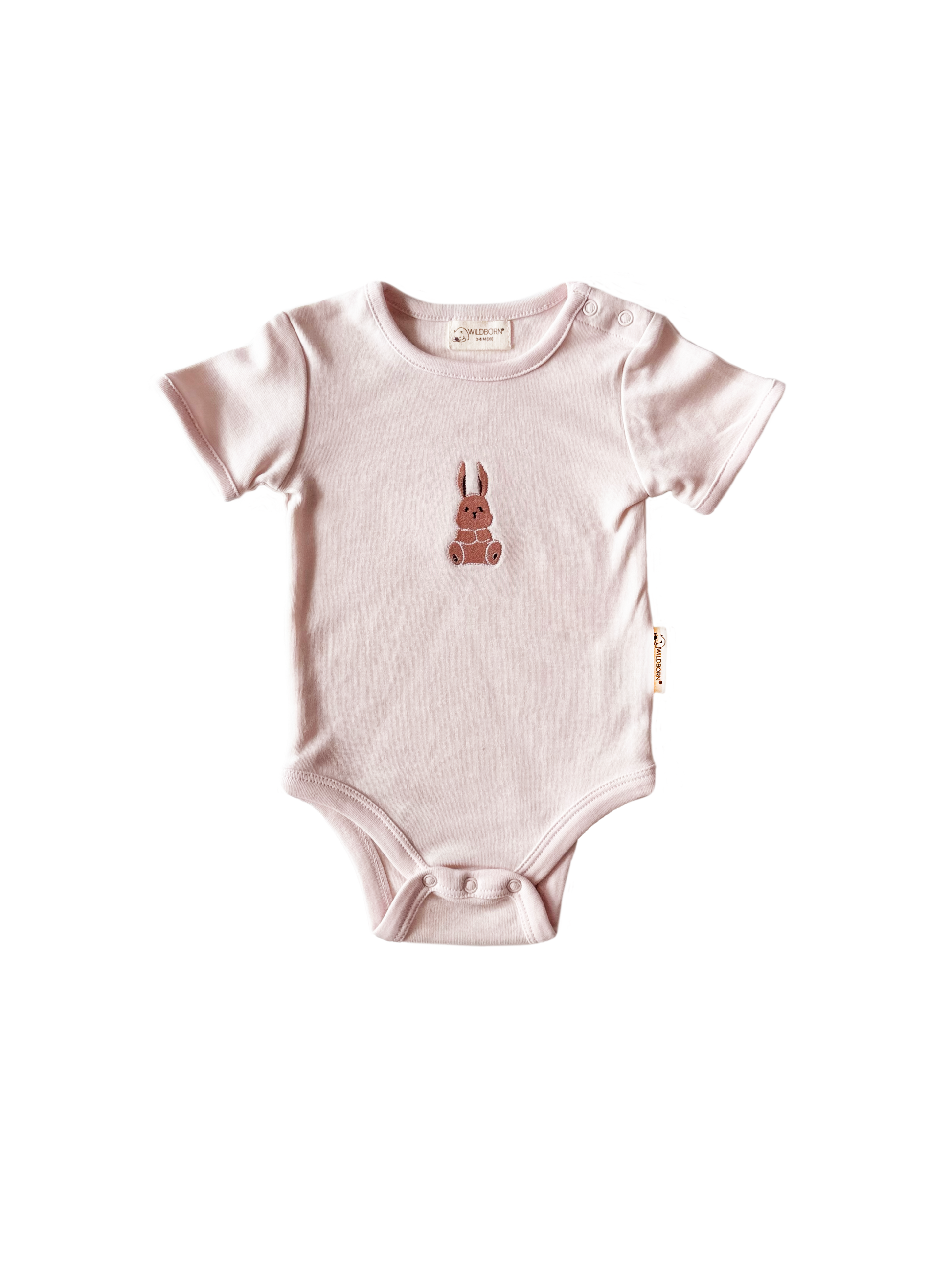 Baby bodysuit with a small design on a white background
