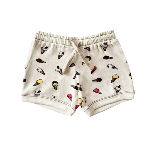 Shorts with ice-cream pattern on a white background