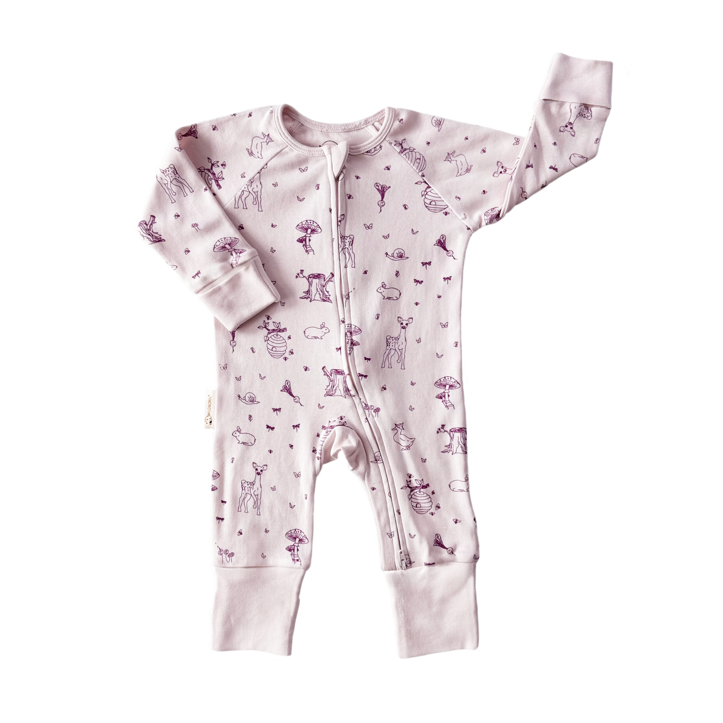 Baby onesie with floral pattern on a white background