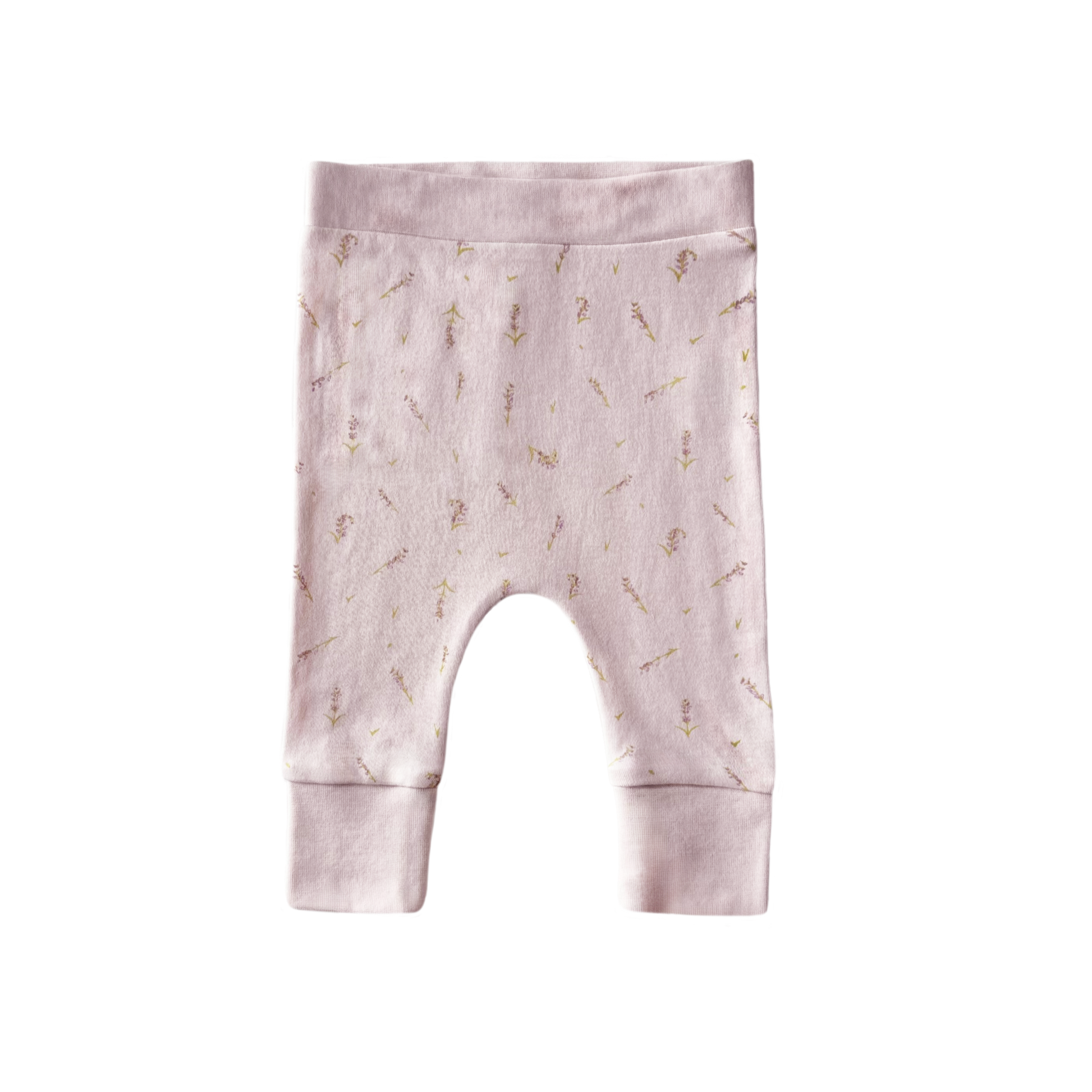 Baby leggings with subtle pattern on a white background