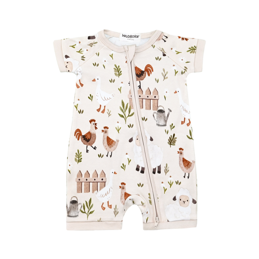 Little Farm Organic Cotton Short Zip Growsuit
