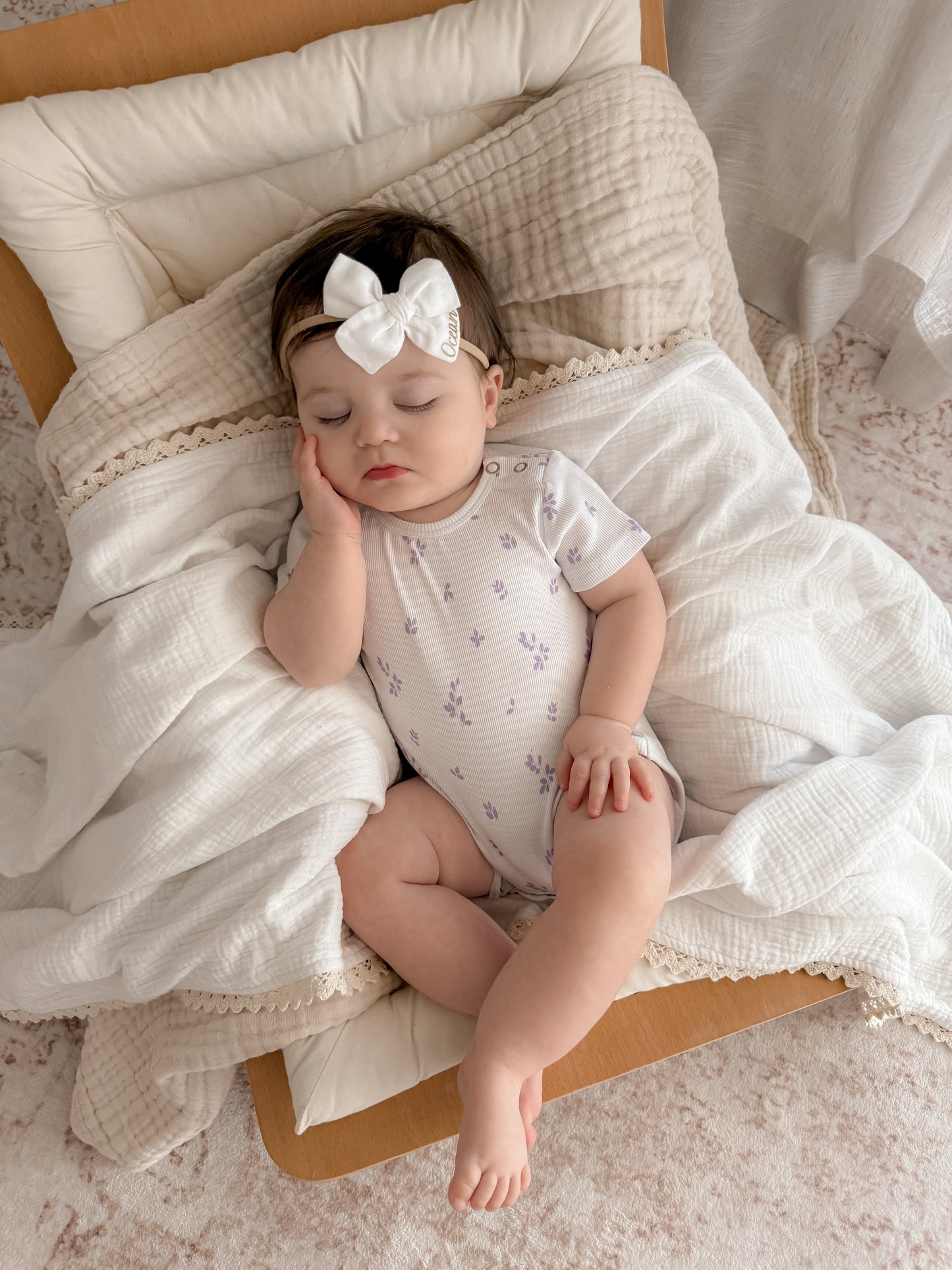 Purple Flowers Organic Cotton Short Sleeve Bodysuit