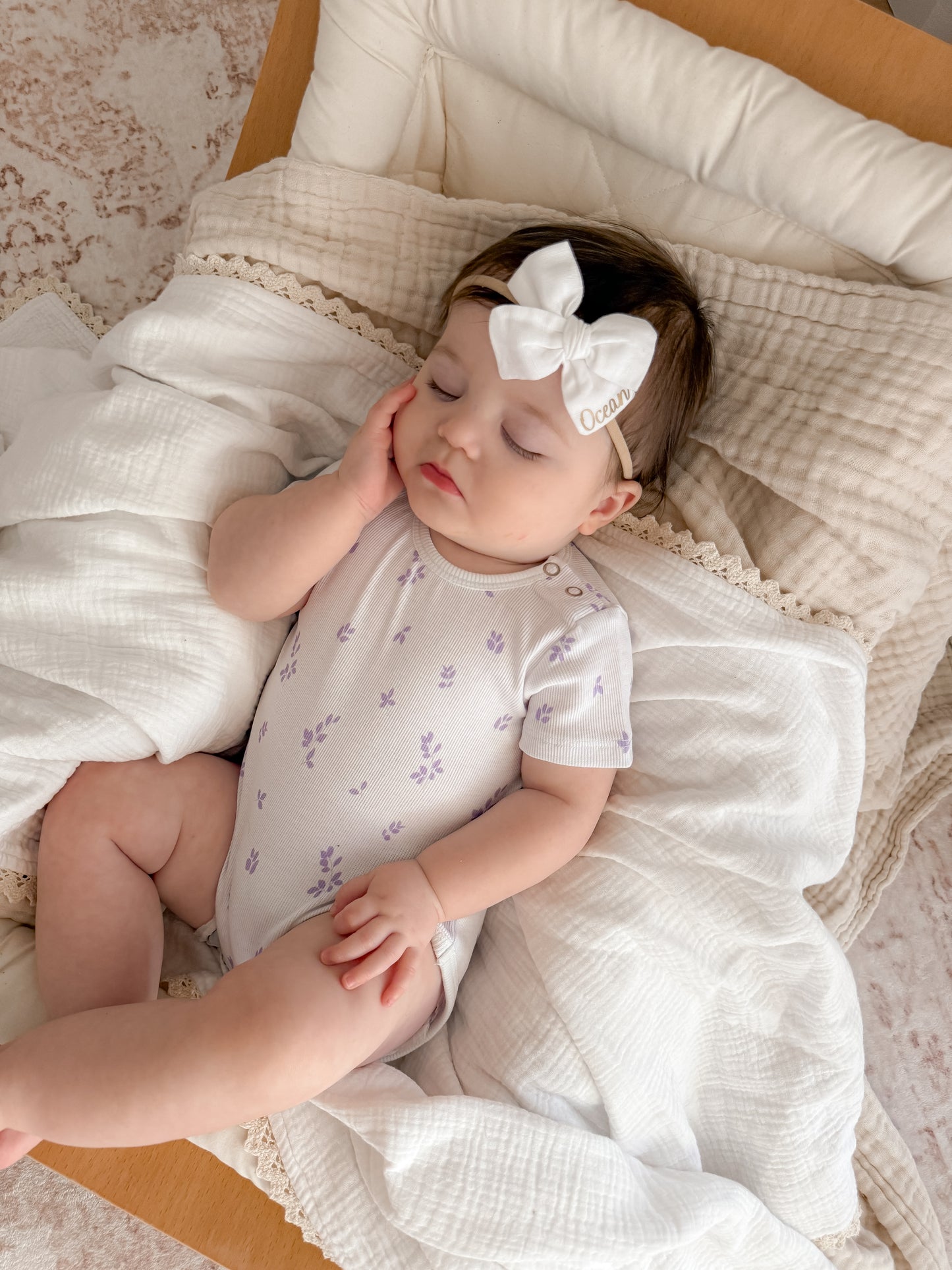 Purple Flowers Organic Cotton Short Sleeve Bodysuit