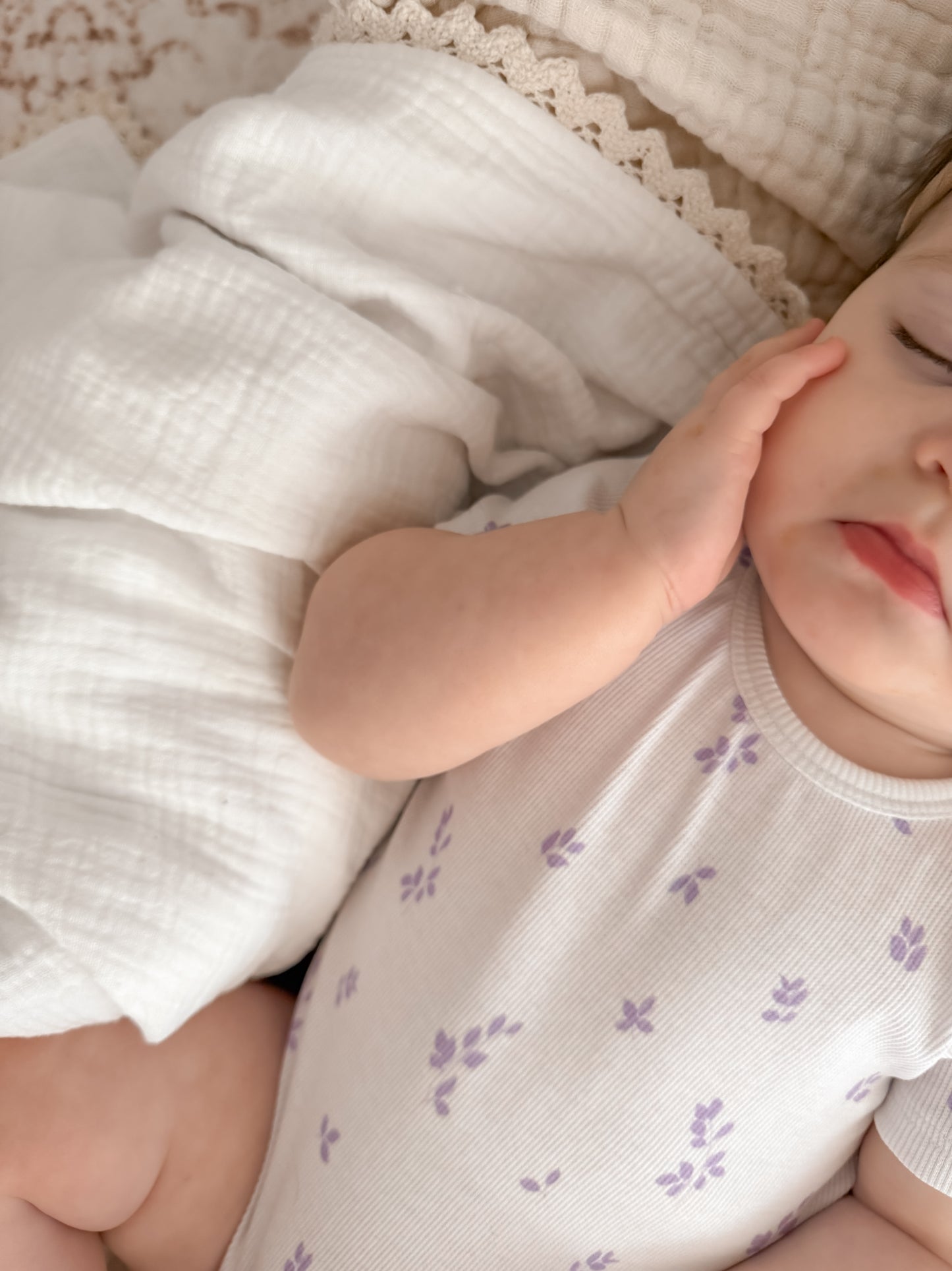 Purple Flowers Organic Cotton Short Sleeve Bodysuit