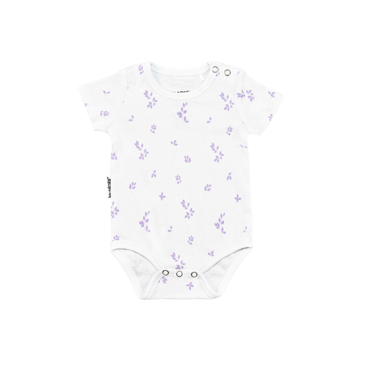 Purple Flowers Organic Cotton Short Sleeve Bodysuit