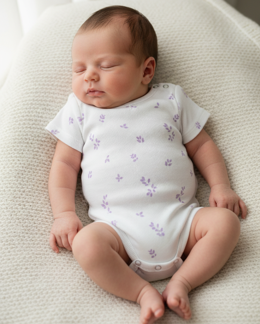 Purple Flowers Organic Cotton Short Sleeve Bodysuit