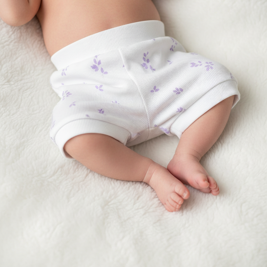 Purple Flowers Organic Cotton Shorts