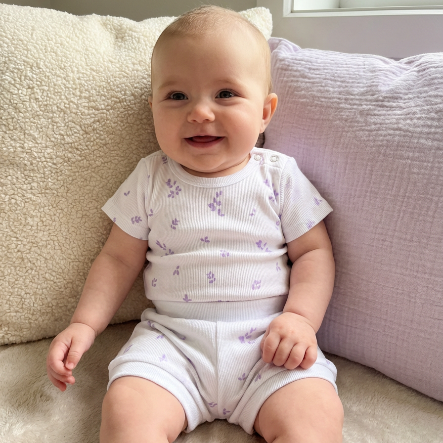 Purple Flowers Organic Cotton Shorts