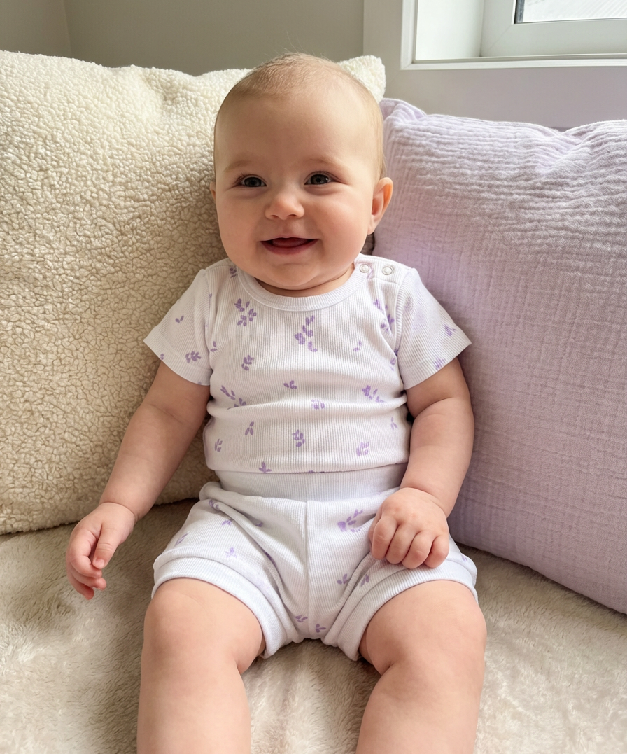 Purple Flowers Organic Cotton Short Sleeve Bodysuit