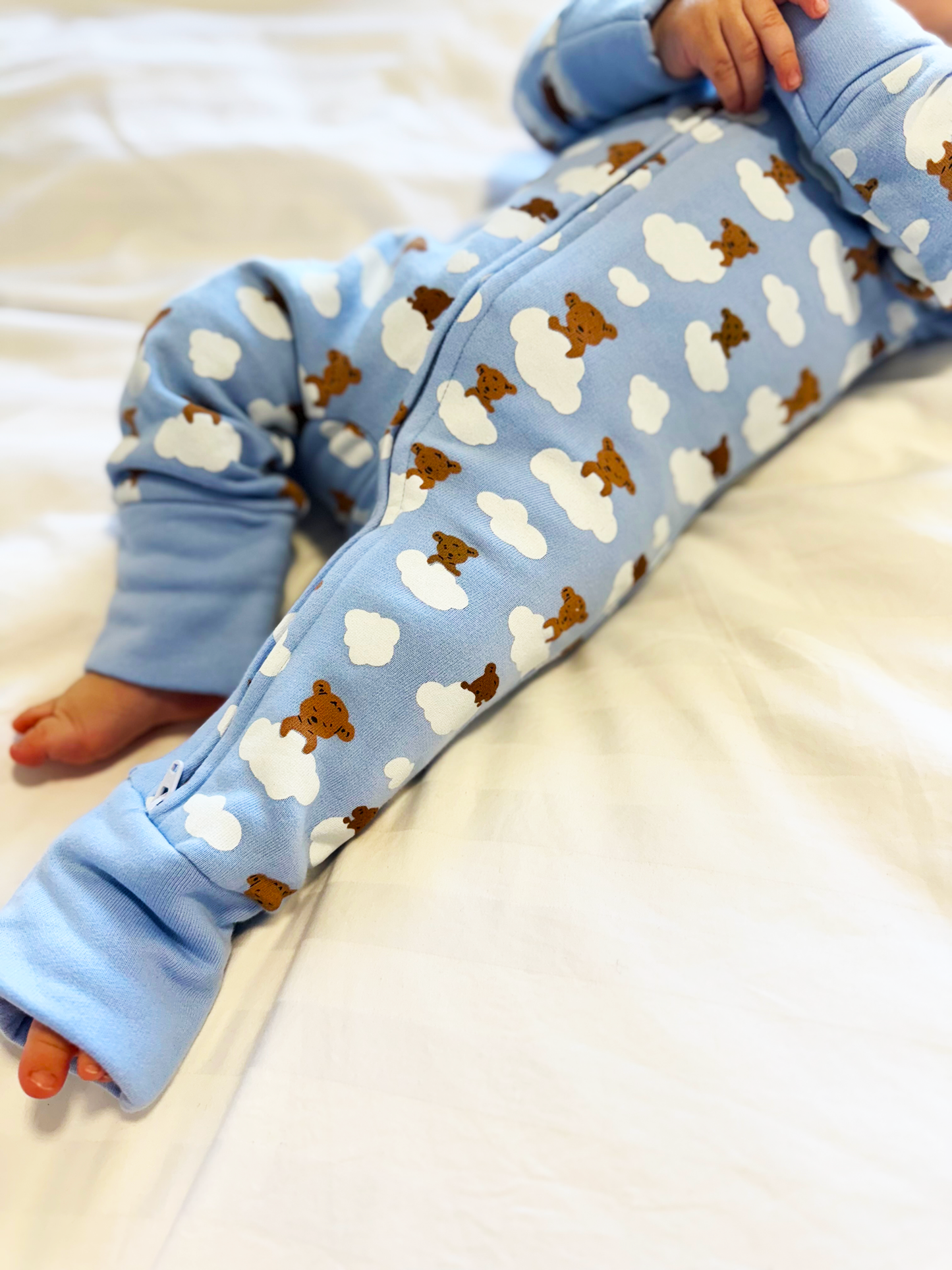Blue Teddy Bears Organic Cotton Fleece Growsuit