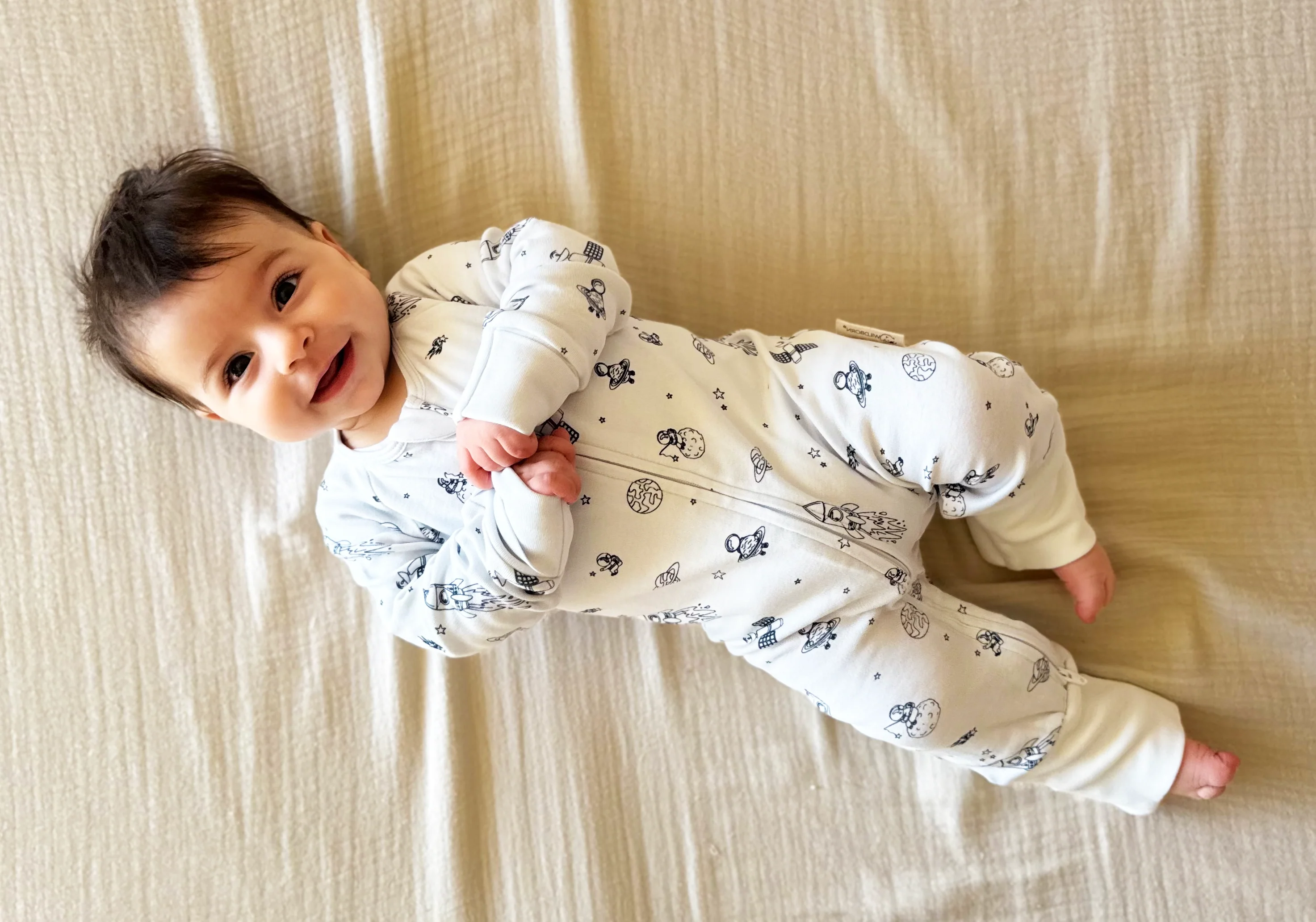 Baby in space themed onesie / growsuit / romper